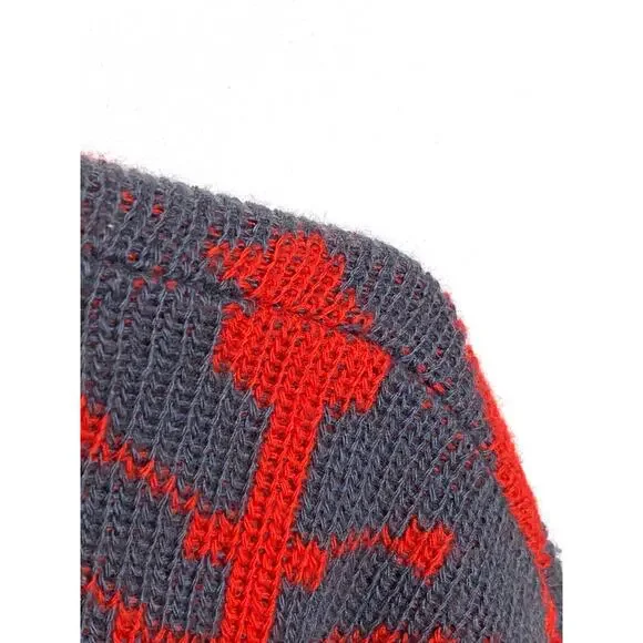 Vintage Lido Sports Wool Sweater XL Geometric Retro USA Runs Short 23" Length - Picture 4 of 6